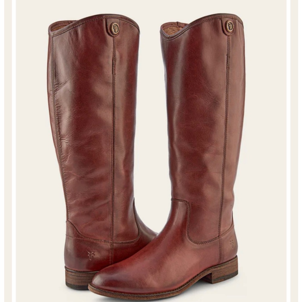 Frye Leather Tall Riding Boots Women’s size 7.5 Melissa Button 2 Mahogany